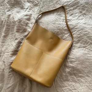 Mustard colored Oak + Fort tote bag